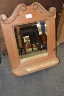 Lot 830 - Pine mounted mirror wall shelf