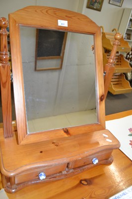 Lot 831 - Pine dressing table mirror with two drawers below