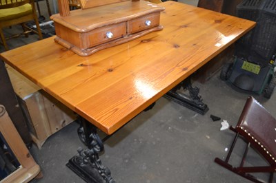 Lot 832 - Pine topped kitchen table with cast iron base