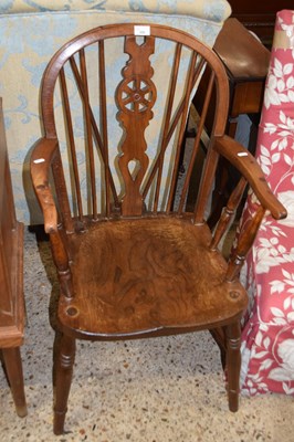 Lot 306 - Elm seated wheel back Windsor type chair