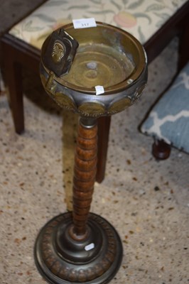 Lot 317 - Turned wood and pressed metal pedestal ashtray