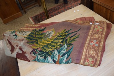 Lot 321 - Large tapestry panel depicting a lion and a horse