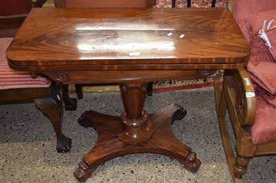 Lot 327 - Georgian mahogany card table on outswept feet