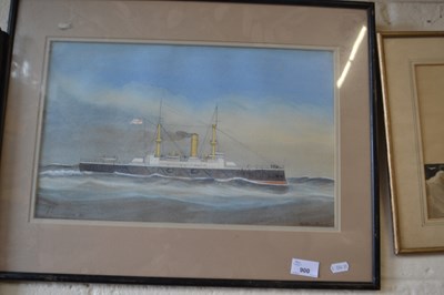 Lot 900 - HMS Centurion dated 1892 watercolour