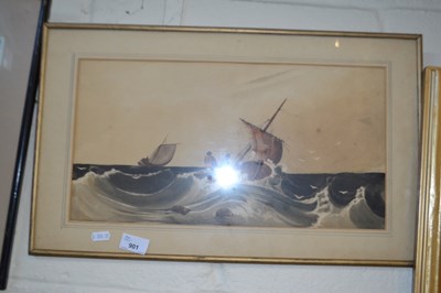 Lot 901 - Boat on a stormy sea, watercolour