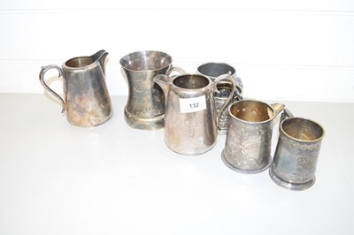 Lot 132 - COLLECTION OF SEVEN VARIOUS SILVER PLATED JUGS,...