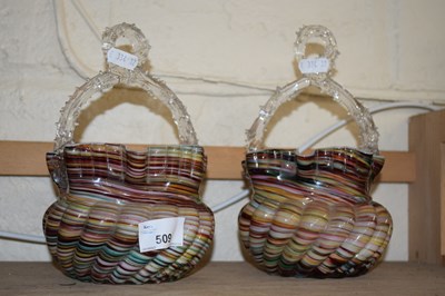 Lot 509 - Pair of late 19th Century swirled glass baskets