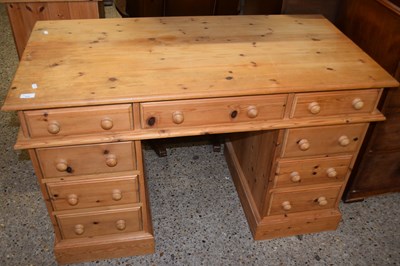 Lot 335 - Modern pine twin pedestal office desk, 122cm wide