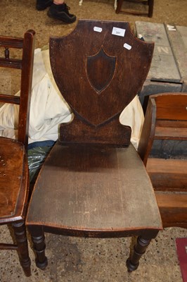 Lot 351 - Victorian oak shield back  hall chair