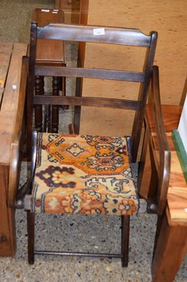 Lot 363 - Folding chair with carpet covered seat