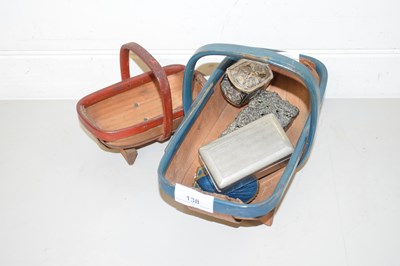 Lot 138 - TWO MINIATURE WOODEN GARDEN TRUGS, TOGETHER...