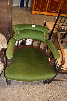 Lot 383 - Late Victorian tub chair with curved back and...