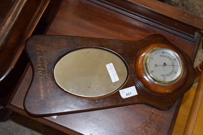 Lot 401 - Small combination wall mirror and barometer...