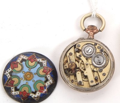 Lot 284 - A fob pocket watch with a white enamel dial...