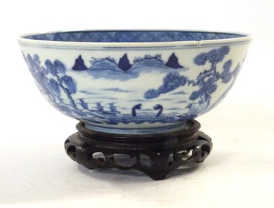 Lot 301 - 19th Century Chinese porcelain bowl with blue...