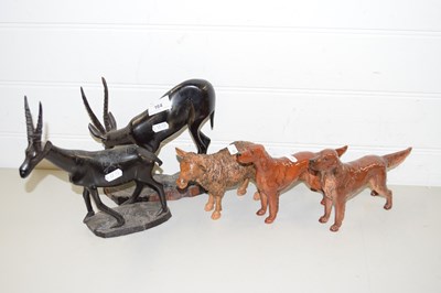 Lot 164 - TWO BESWICK MODEL RED SETTERS, TWO HARDWOOD...