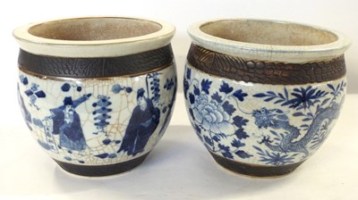 Lot 330 - Pair of Chinese porcelain jardinieres both...