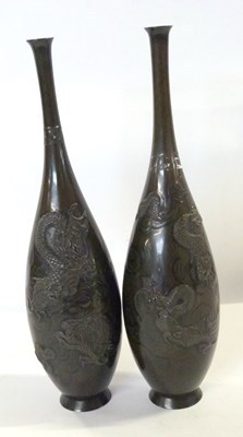 Lot 340 - Pair of Japanese bronze vases Meiji period...