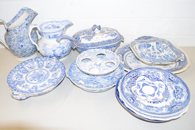 Lot 166 - MIXED LOT VARIOUS 19TH CENTURY AND LATER BLUE...