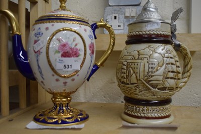 Lot 531 - Franklin Mint Faberge egg teapot and an Avon...