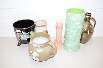 Lot 173 - MIXED LOT VARIOUS DECORATED VASES AND JUGS,...