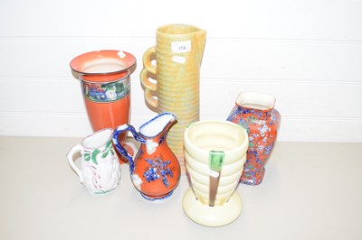 Lot 174 - MIXED LOT VARIOUS DECORATED VASES AND JUGS TO...