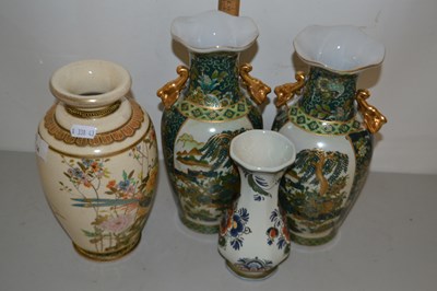 Lot 14 - Satsuma type vase, pair of other Oriental...