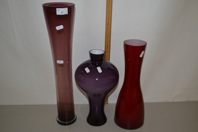 Lot 17 - Three coloured glass vases