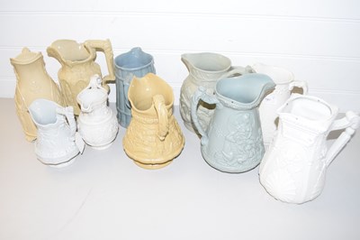 Lot 181 - VARIOUS VICTORIAN DRAB WARE JUGS AND OTHERS