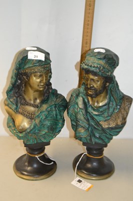 Lot 31 - Pair of Egyptian style figures on black...