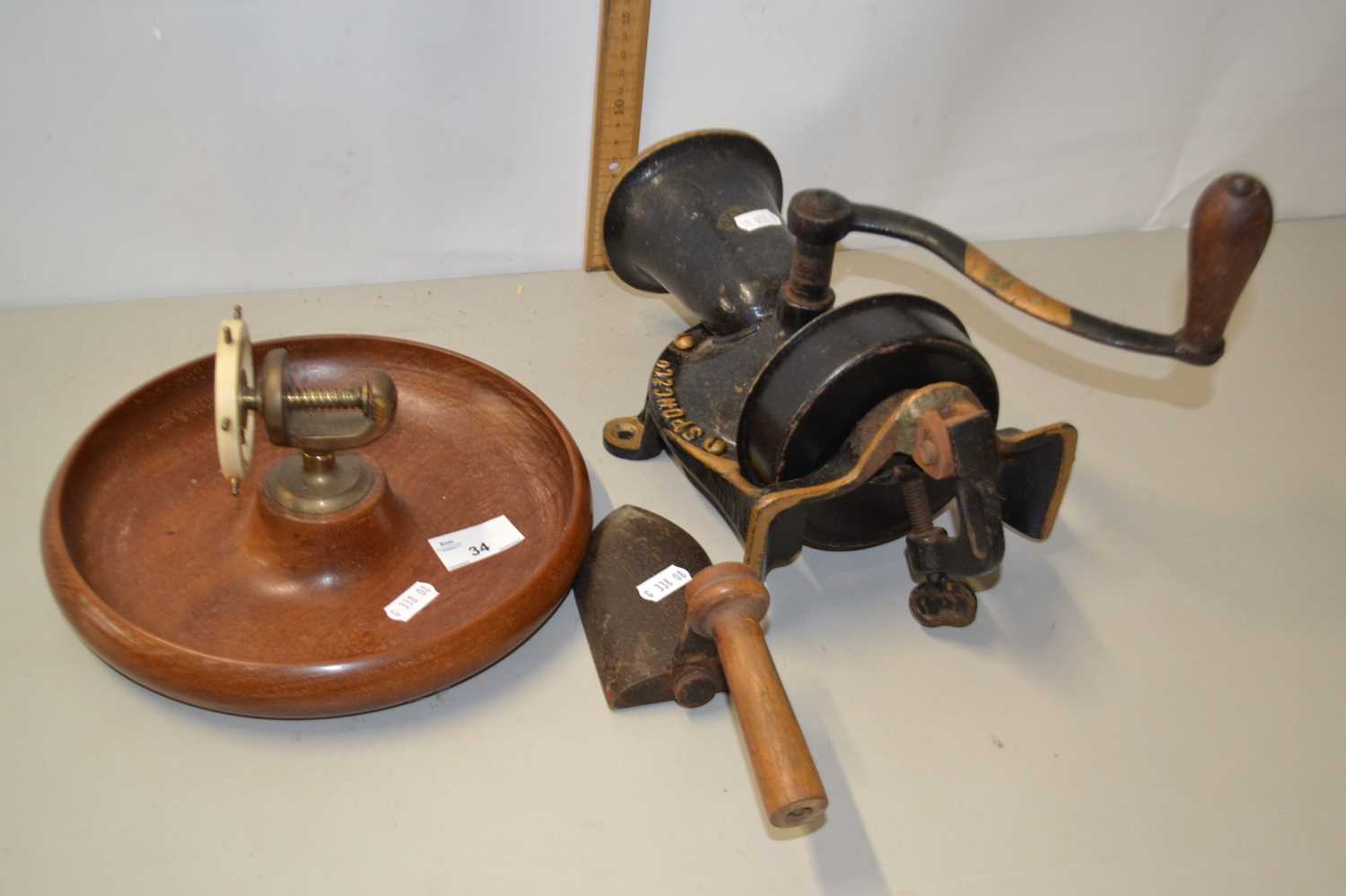Lot 34 Model of a ships steering wheel mounted on a
