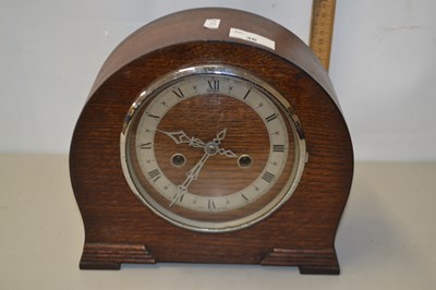 Lot 36 - Wooden mantel clock with silvered dial