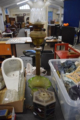 Lot 655 - Oil lamp on Corinthian column style base...