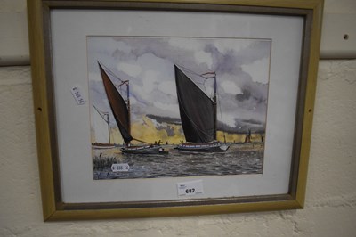 Lot 682 - Print of Wherry's on the Broads, framed and...