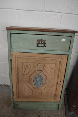 Lot 307 - Vintage wall cupboard with carved decoration,...