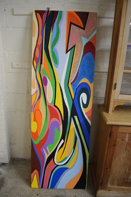 Lot 319 - Large abstract painted canvas bearing initials...