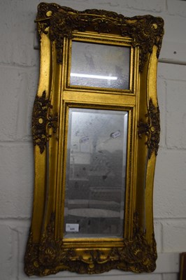 Lot 325 - Decorative gilt framed mirror with inset print...