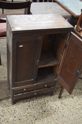 Lot 367 - Small oak cabinet with drawers beneath (a/f),...