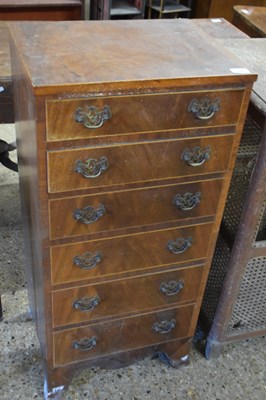 Lot 380 - Narrow mahogany chest of six drawers with...