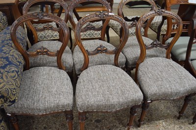 Lot 409 - A set of six balloon back dining chairs with...