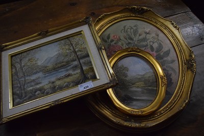 Lot 420 - Three framed pictures, oil on canvas, still...