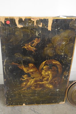 Lot 711 - Gilt painting on panel of classical figures...