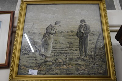 Lot 715 - Needlework picture of a boy and a girl in a...