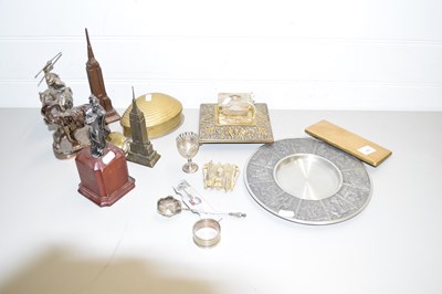 Lot 209 - VARIOUS METAL ORNAMENTS, PEWTER PLATE,...