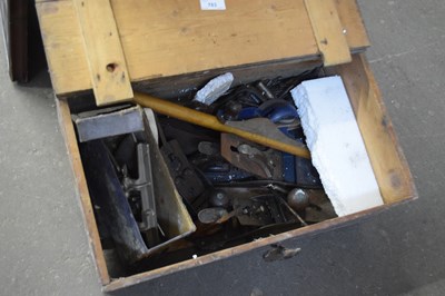 Lot 783 - Wooden box and workshop tools