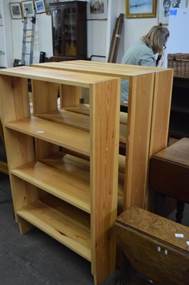 Lot 808 - Three four tier free standing pine bookshelves