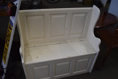 Lot 822 - Cream painted pine monk style storage bench