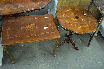 Lot 823 - Rectangular inlaid side table and a round one...