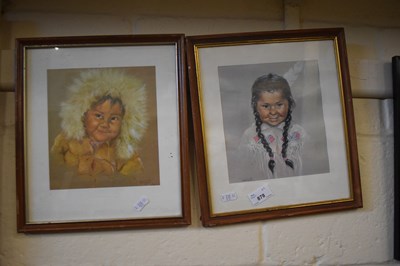 Lot 878 - A pair of prints of native American children