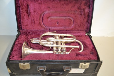 Lot 40 - Cased Boosey & Hawkes silver plated cornet